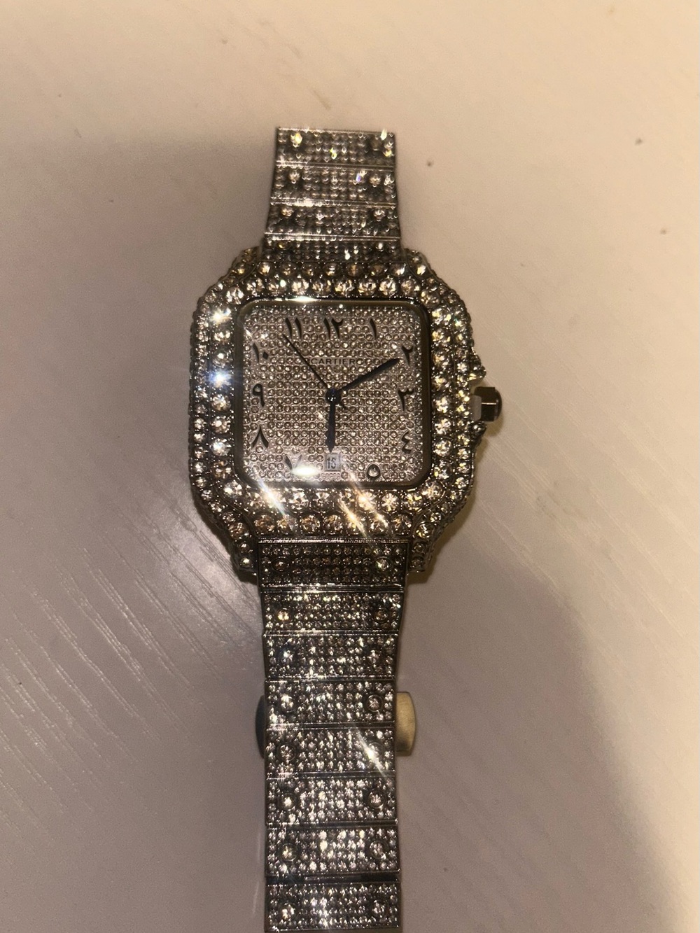 Silver Crystal Pave Women's Watch - Bling Bracelet Style